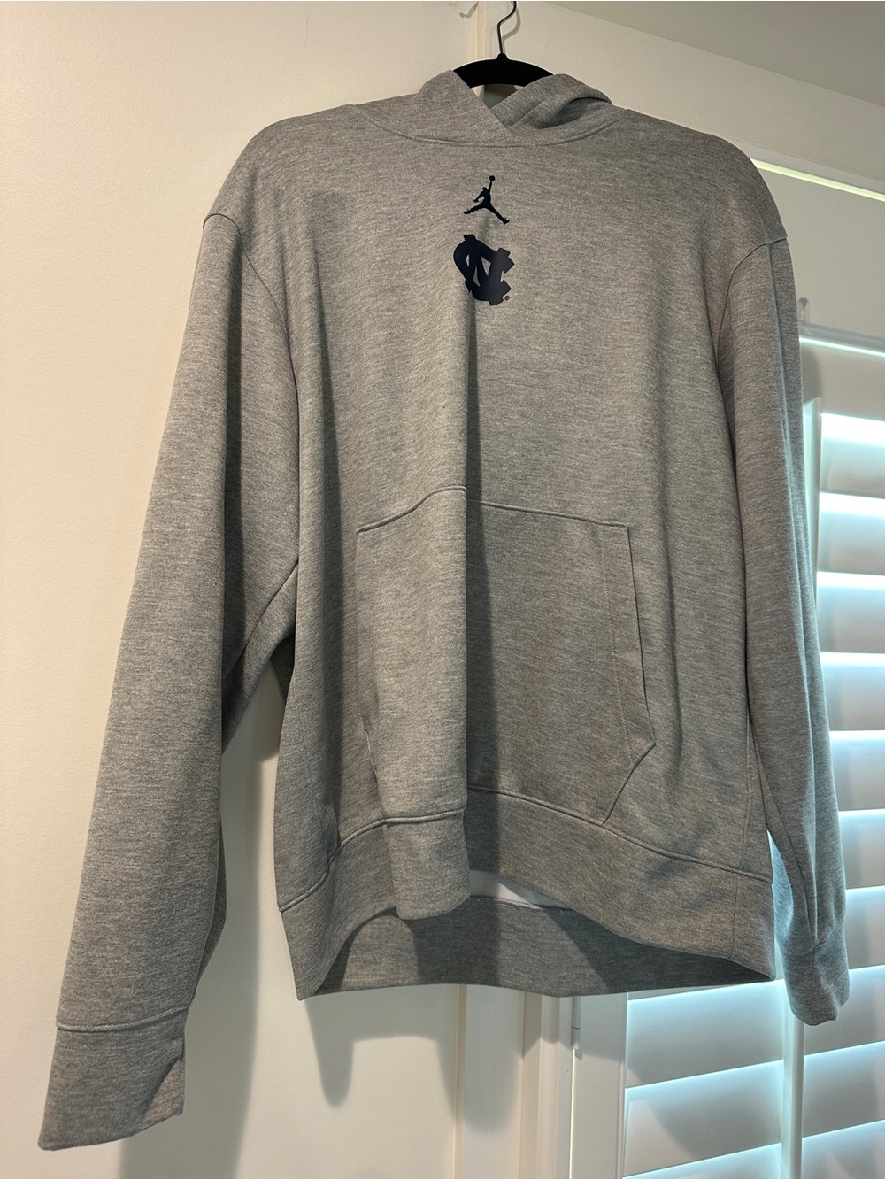 Jordan Men's Gray Pullover Hoodie with Navy Logos